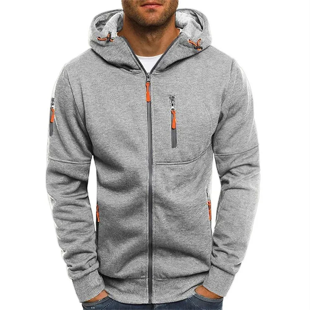 Mens Hoodie Fashion Casual Hoody Sportswear Loose Fleece Zip Up Harajuku Sweatshirt Man