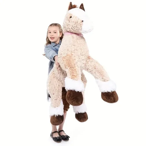 Large Horse Stuffed Animal for Boy, Big Horse Plush Toy for Girl, Ridable Stuffy Pony for Kid, Stuffed Pony Plush Pillow
