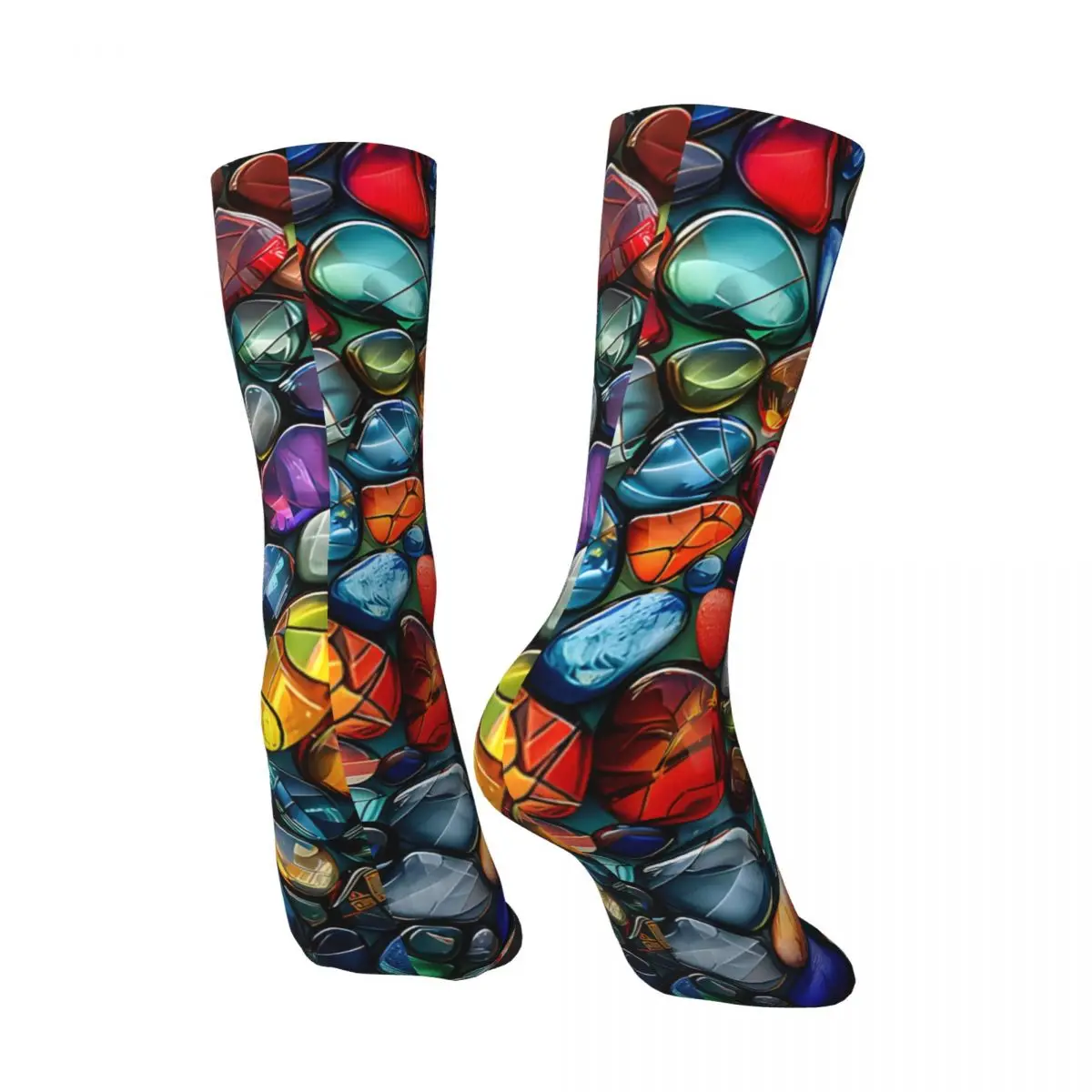 Crazy compression Colorful Pebbles Sock for Men Harajuku Seamless Pattern Crew Sock Novelty