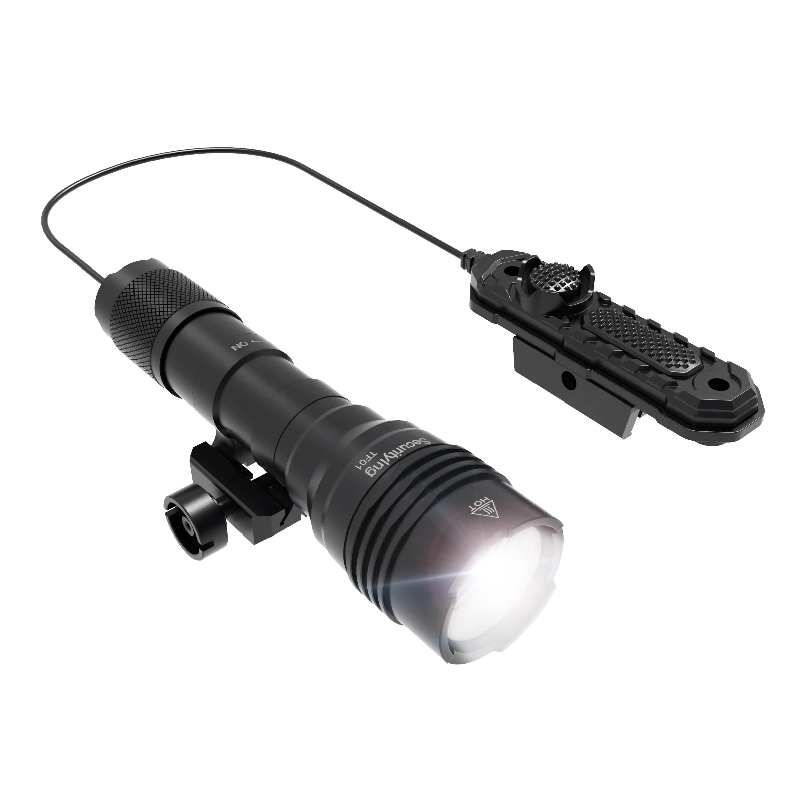 SecurityIng 1000LM Tactical Flashlight TF01 SST40 LED  Remote Pressure Switch and 3 Modes with Programming Quick Release