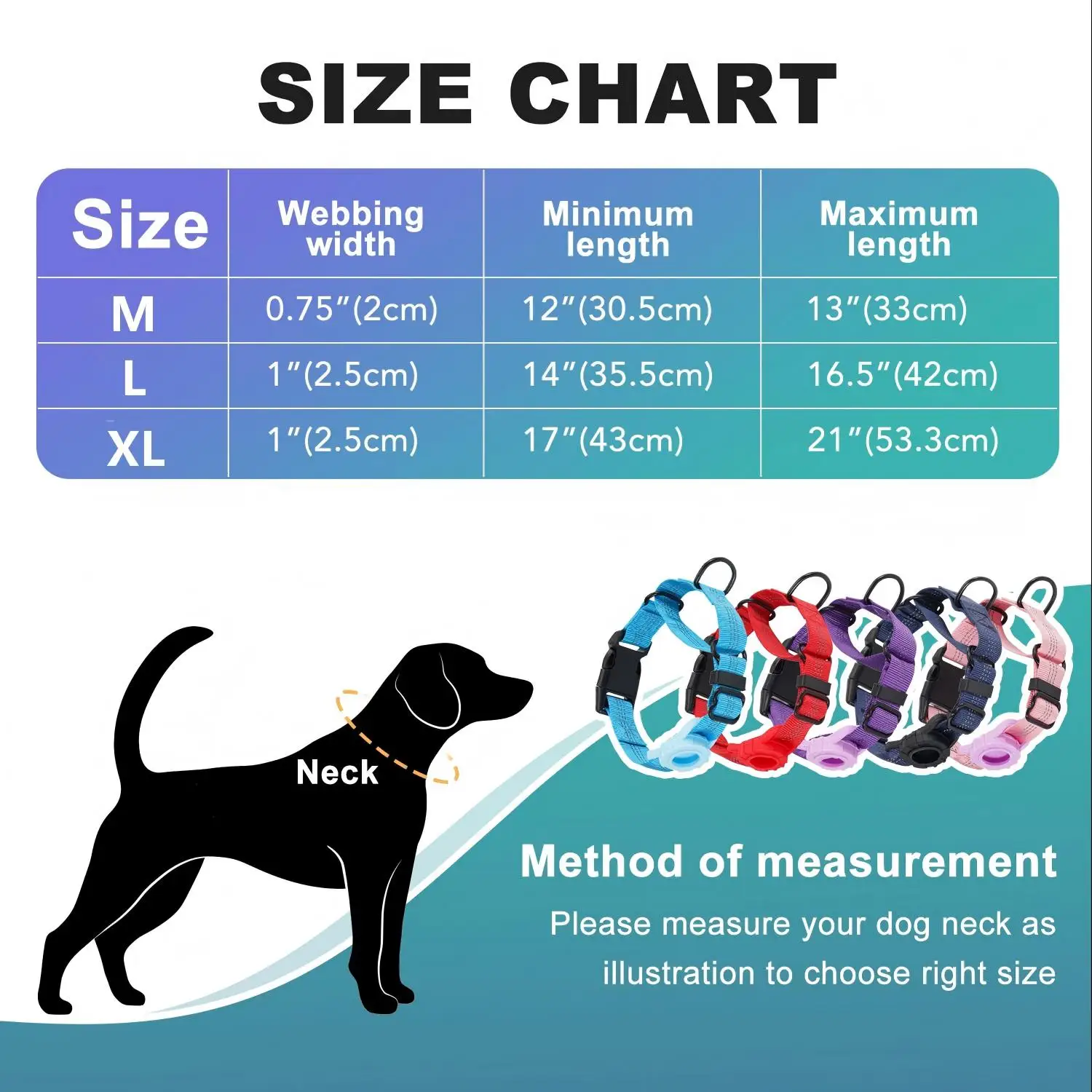 طوق كلب عاكس، مبطن من النيوبرين الناعم، حلقة على شكل حرف D معدنية، طوق حيوانات أليفة من النايلون قابل للتعديل للكلاب المتوسطة