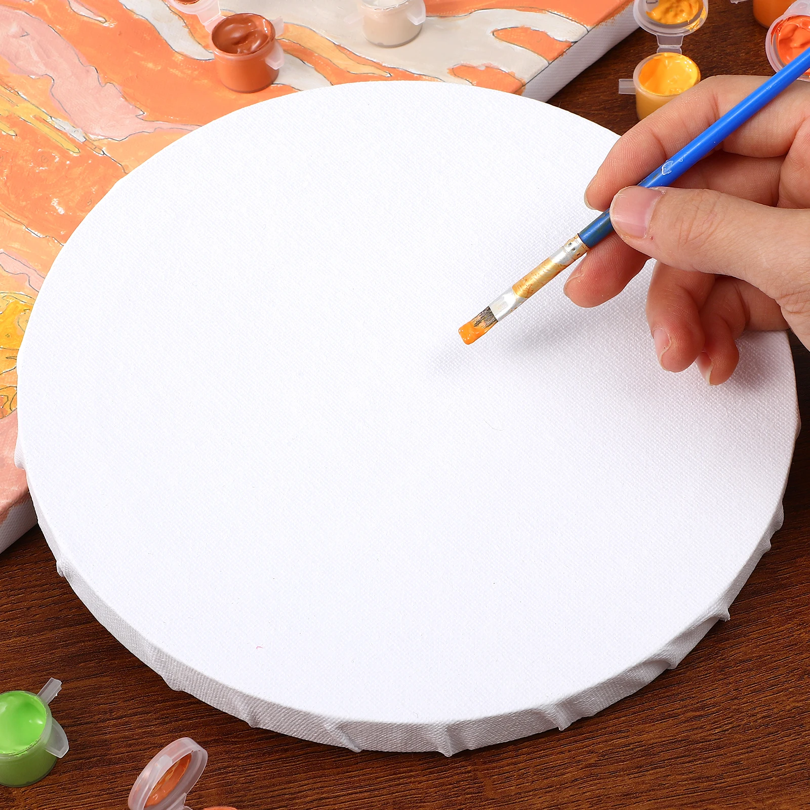 

3pcs Oil Painting Canvas Boards Durable Round Shape Painting Panels For Art Diy Crafts Students Beginners Tools Supplies
