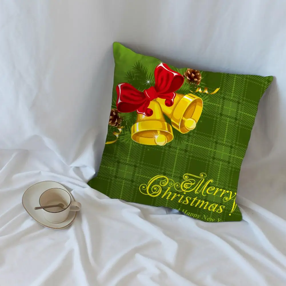 Pillow Cover Easy Insertion Cushion Cover Comfortable Decorative  Unique Christmas Wreath Design Cushion Case Pillowcase