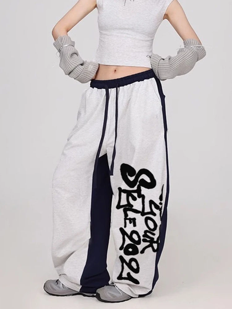 Pantalones de chándal Zoki con letras Y2K para mujer, pantalones de cintura alta de Hip Hop, pantalones Harajuku góticos Bf Vintage americanos de alta calidad