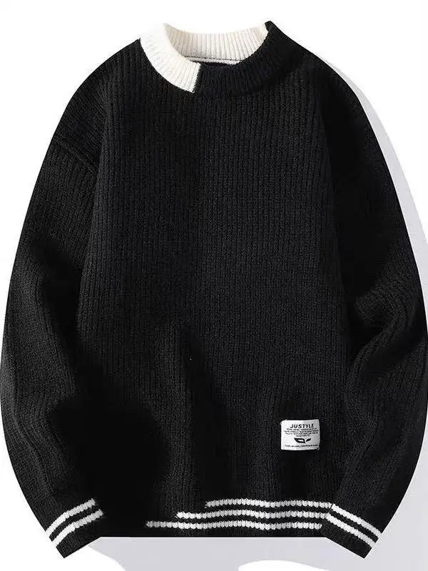 

Loose Fit Large Size Knitted Sweater Men's Casual Sle Base Layer irt Autumn Winter Teenage Trendy Brand Thermal Clothing