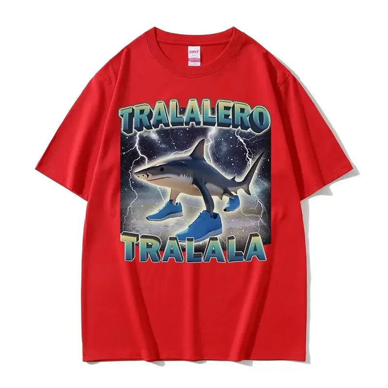 Tralalero Tralala Divertente Squalo Meme T-shirt Moda Squalo accogliente con scarpe Regali T-shirt Donna Casual Vendita calda T-shirt