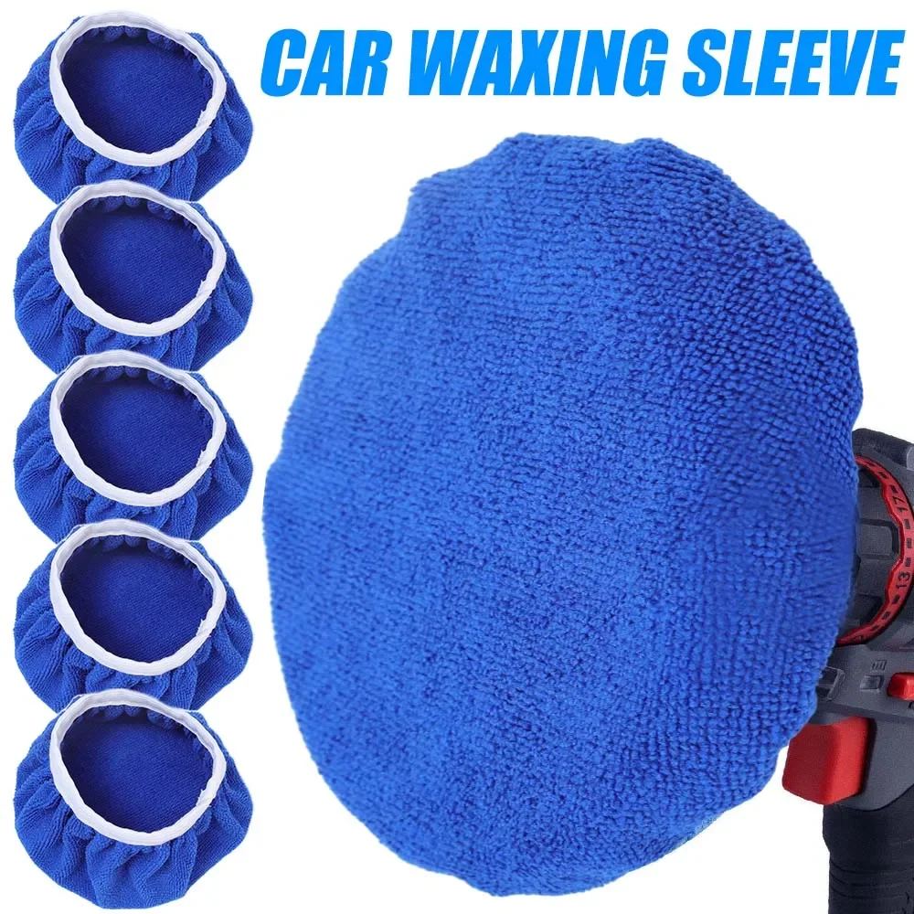 5-10inches Car Microfiber Polisher Pad Wash Buffer Waxing Sleeve Bonnet Polishing Hood for House Auto Cleaning Accessories 10PCS