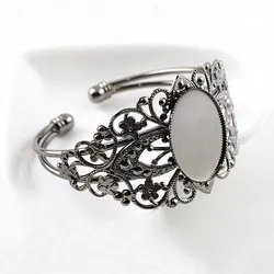 High Quality 18x25mm Gun Black Colors Plated Bangle Base Bracelet Blank Findings Tray Bezel Setting Cabochon Cameo (K7-41)