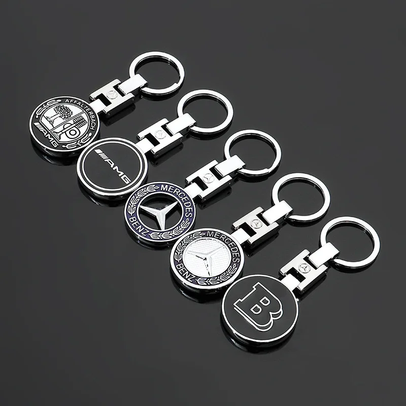 Metal Car Keychain Pendant Double sided Key Ring for Mercedes Benz New B/C/E Class A Class C200L GLC GLK New CLA GLA