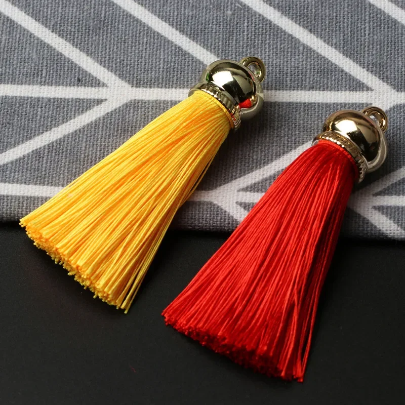 5pcs 5cm Gold Cap Tassel Jewelry Curtain Garment Decor Accessory DIY Key Chain Cellphone Bag Fringe Trim Tassels Straps Pendant