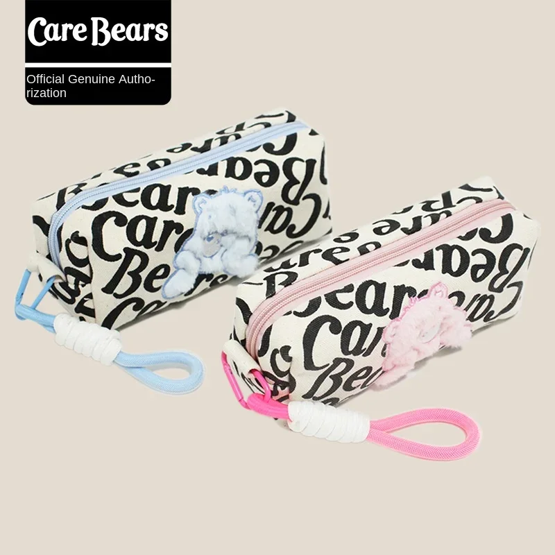 2024 Autumn New Cartoon Carebears Canvas Embroidery Large Capacity Student Pencil Case Stationery Box Cosmetic Bag