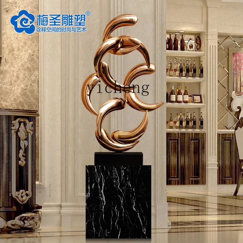 XL metal sculpture soft hotel home living room entrance artwork decoration stainless steel floor ornament