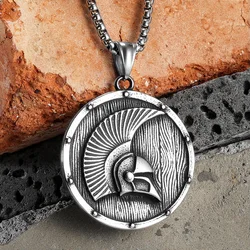 Spartan Helmet Shield Men Necklaces With Pendant Stainless Steel Jewelry For Male Women Punk Hip Hop Accessories Gifts Wholesale