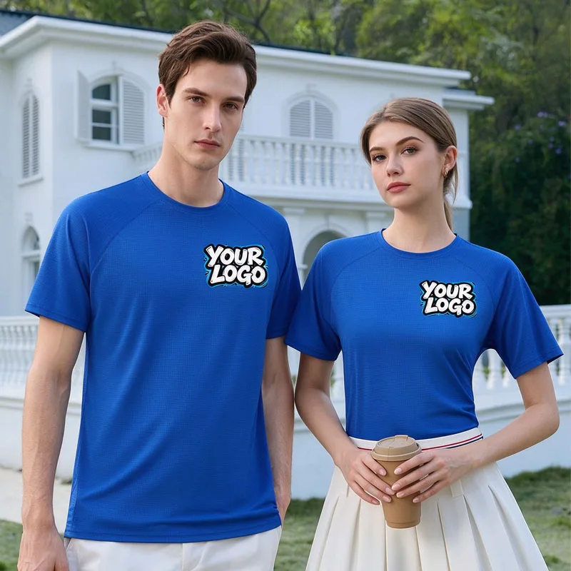 Custom Print Logo Summer Unisex Crew Neck Ice Mesh Quick Dry T-shirt Men Women Short Sleeve Outdoor Breathable Casual Tee
