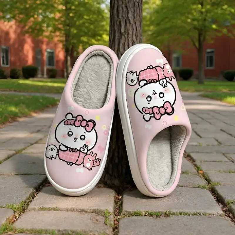 Chiikawa Cute Stamp Cotton Slippers Anti-Slip Wear-Resistant Cotton Shoes Deodorizing Warmth Retention Male Girl Slippers