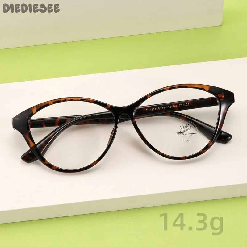 

DIEDIESEE Ultra Light TR90 Cat Eye Frame Men's And Women's Premium Large Frame Can Be Paired With Myopia Glasses Frame 1301