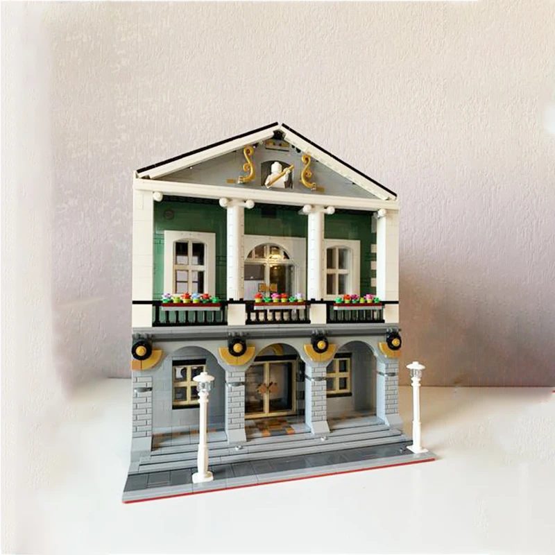 MOC-77002 City Street View Building Modularization Town Hall Building Block Assembly Model Brick Toy Children's Christmas Gifts