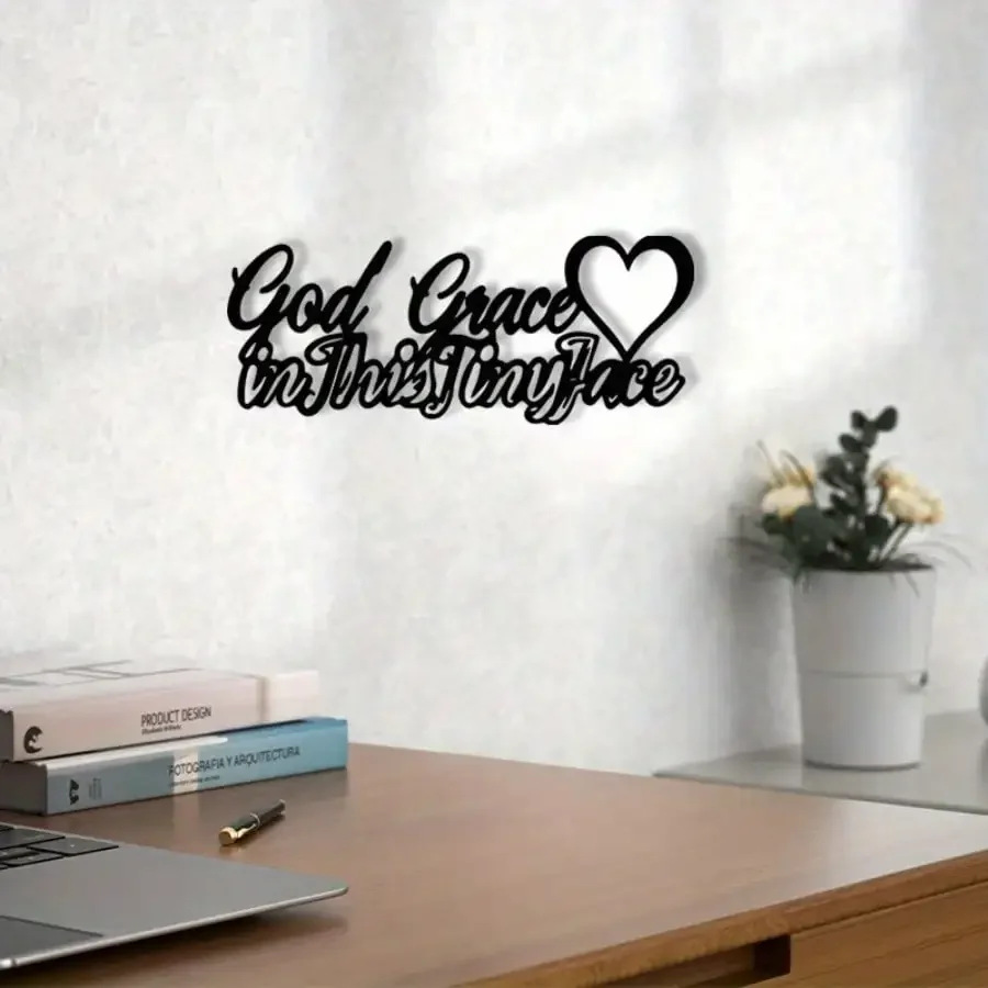 Elegant Sentiment Phrase Iron Wall Decor, Artistic Letter With Heart Metal Wall Hanging for Study Room Gift Interior Decoration