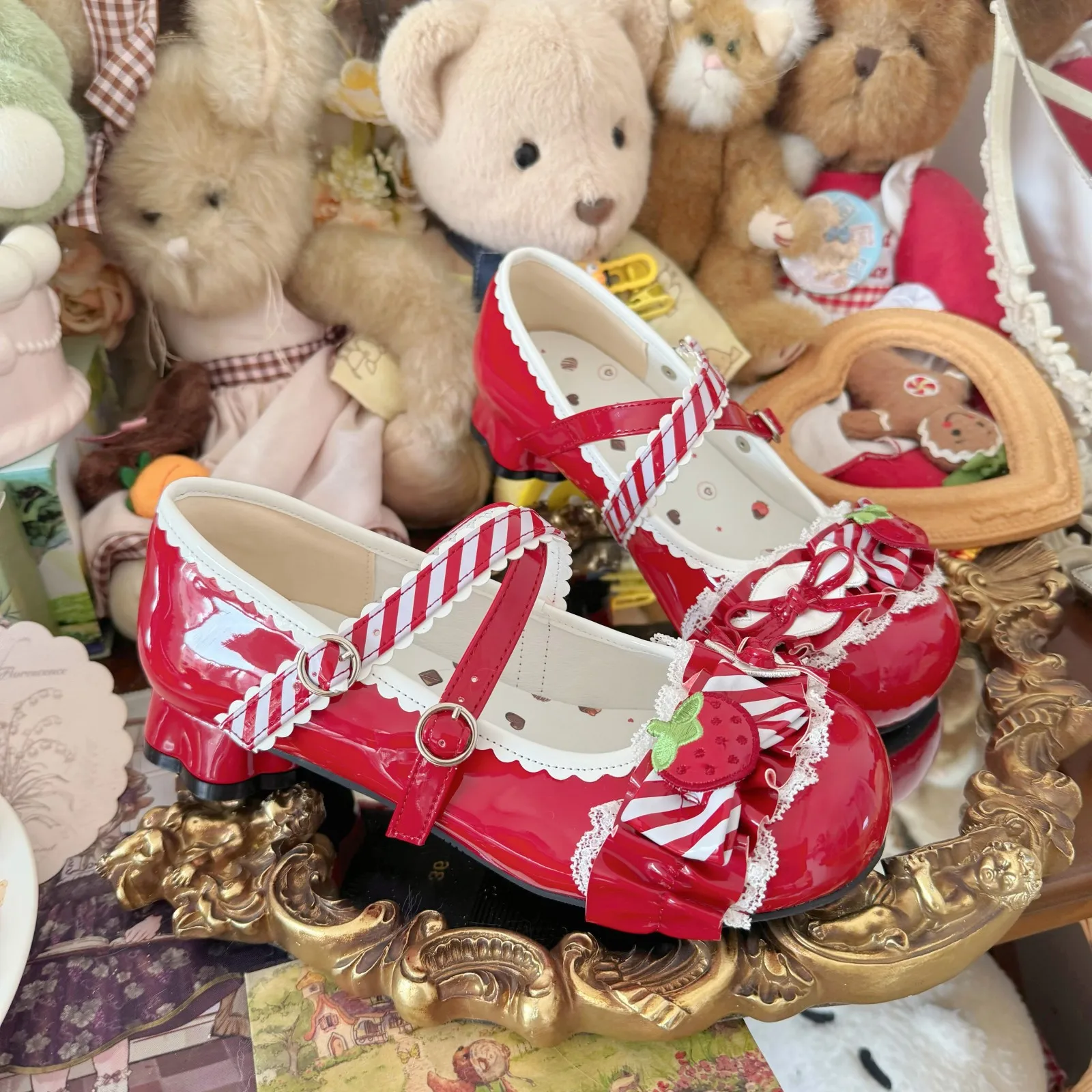 

Strawberry Lolita Cat Claw And Cute Lace Lace Lo Shoes Sweet Girl Bow Lolita Lo Shoes