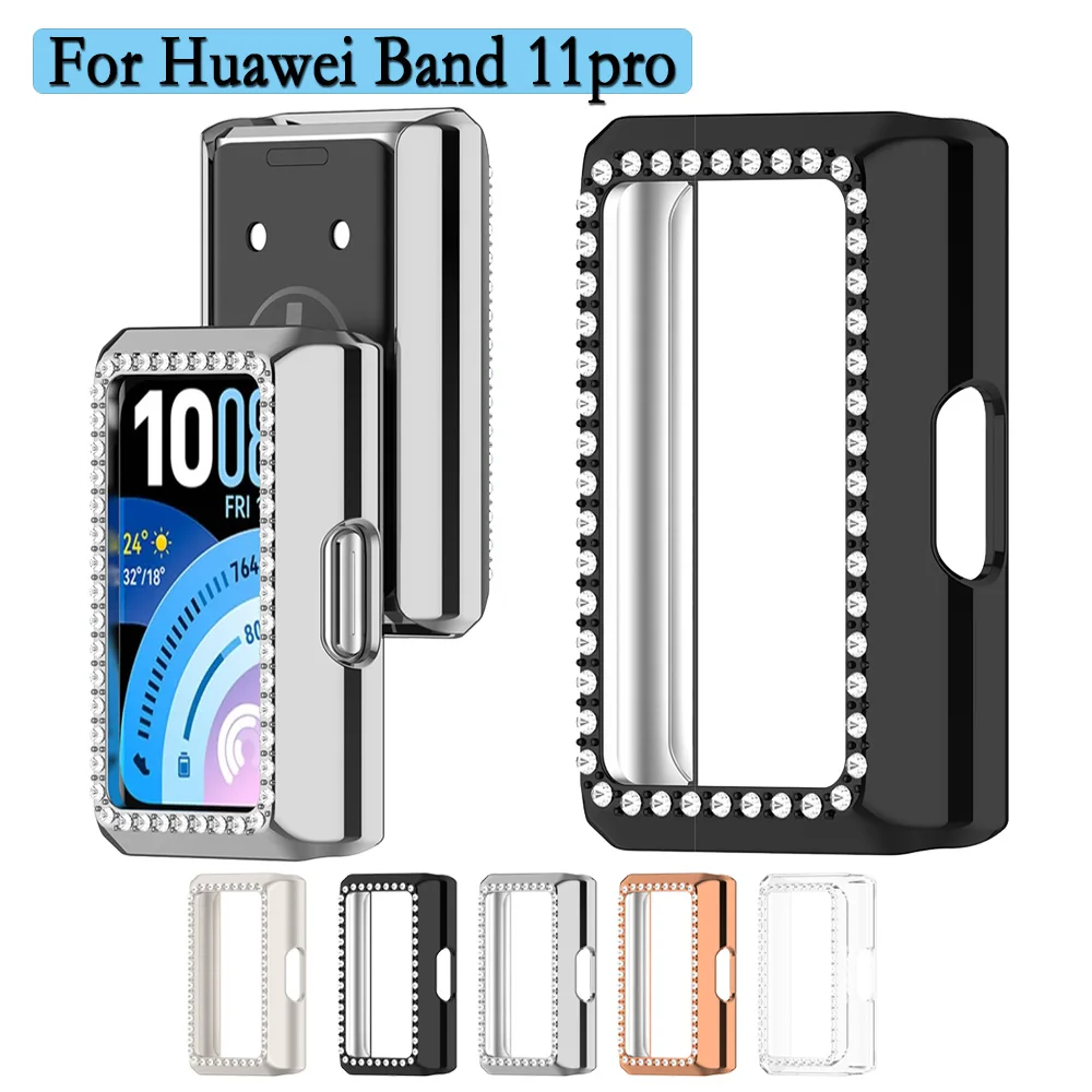

Полый чехол для Huawei Band 11pro, прочный жесткий чехол из поликарбоната с пластиковым декоративным покрытием в виде бриллиантов для Huawei Band 11pro