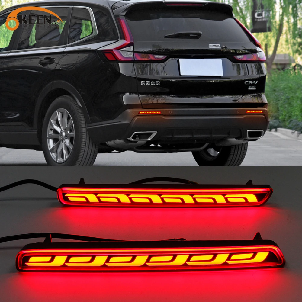 

2Pcs Rear Bumper Reflector Light For Honda CRV 2023 Start-scan LED BrakeTail Lamp 12V Dynamic Turn Signal Lights Car Accessory