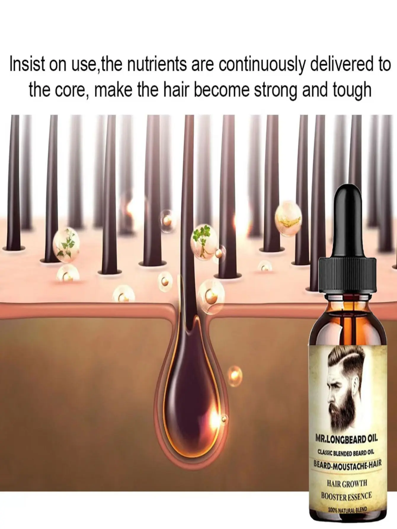 Men Beard Growth Essential Oil for Men Growth Tool Hair Laser Beard Growth Head Hair Care Professional Brazilian Keratin