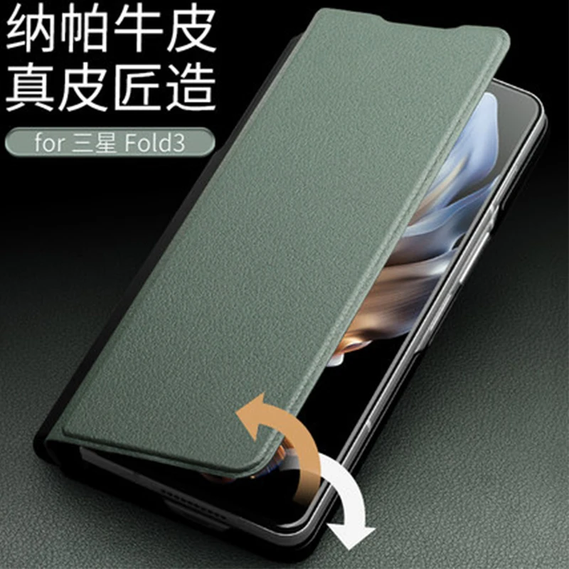 Luxury Cow Genuine Leather Case for Samsung Galaxy Zfold 3 zfold3 Fashion Phone Cover for Galaxy Z Fold 3 W22 Funda skin bag