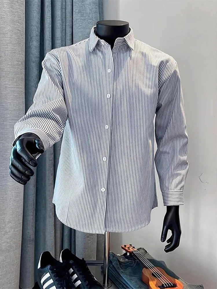 

Мужская демисезонная куртка в американском ретро-стиле с полосками, повседневная, с отложным воротником, дышащая, для зрелых и молодых мужчин, стильная и удобная.