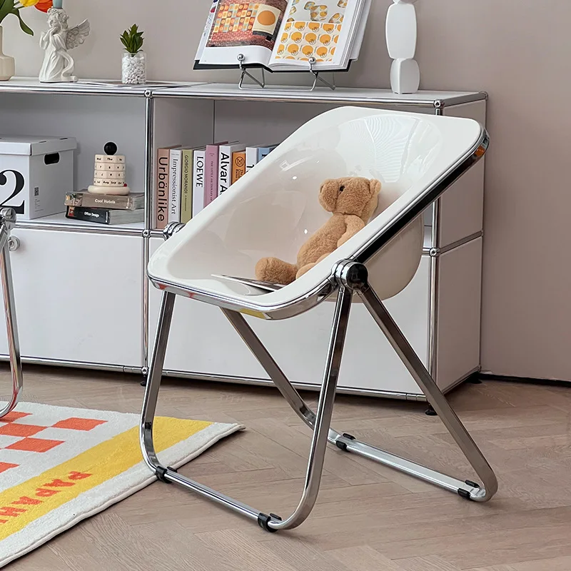 Medieval folding chair Nordic style household transparent stool cafe milk tea shop dining chair