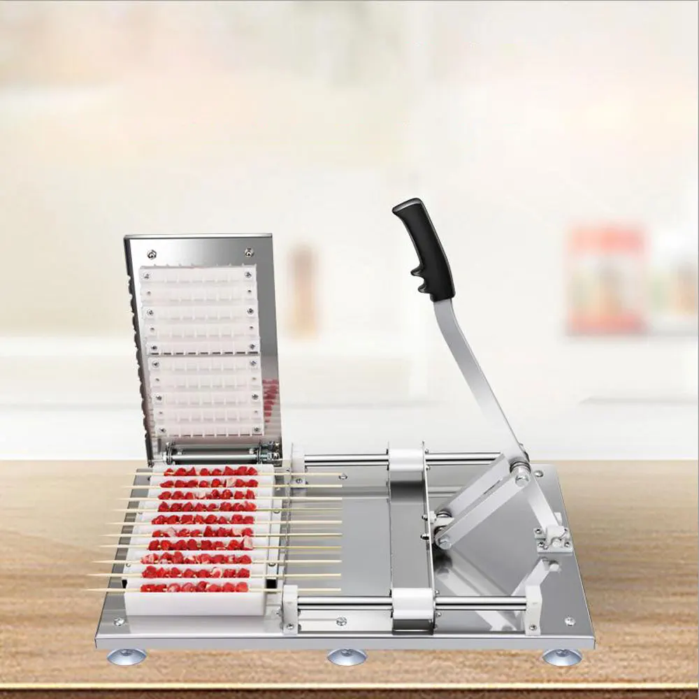Manual Barbecue Kebab Skewer Machine Stainless Steel Meat Lamb Skewer Machine Barbecue Kebab Piercer Meat String Machine