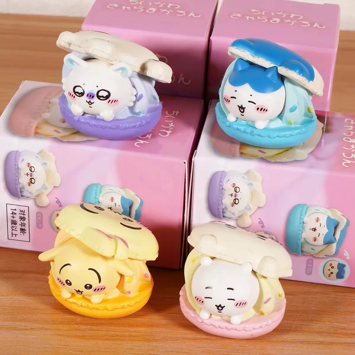 Hochwertige Chiikawa 4-teilige niedliche Macaron-Dessert-Gacha-Figurensets Usagi Hachiware Momonga Modell Schreibtischspielzeug Geburtstagsgeschenke für Fans – Detail 1
