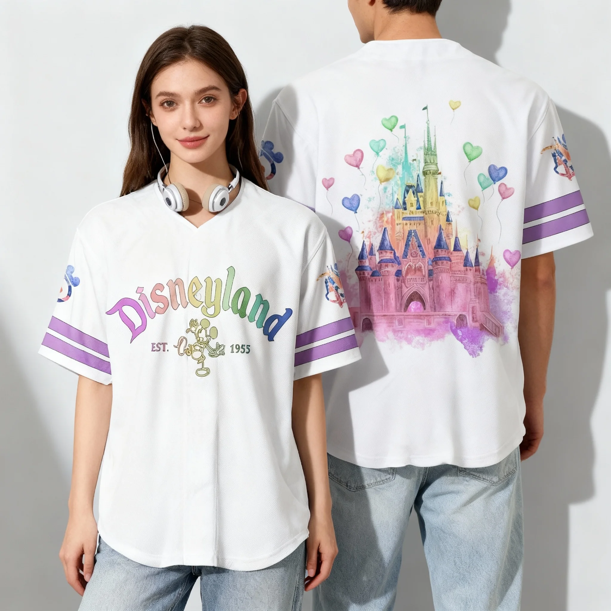 Disney Minion Dumbo Baseball Football Shirt Summer T-shirt Oversized Women's and Men's Adult Trendy Short Sleeves