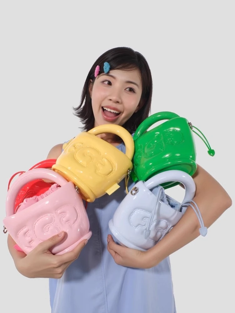 Fungoofun Adult Girl's Inflatable EVA Bag Lightweight Drawstring Handbag Women's Dopamine Mini Fashion Crossbody Bag Bucket Bag
