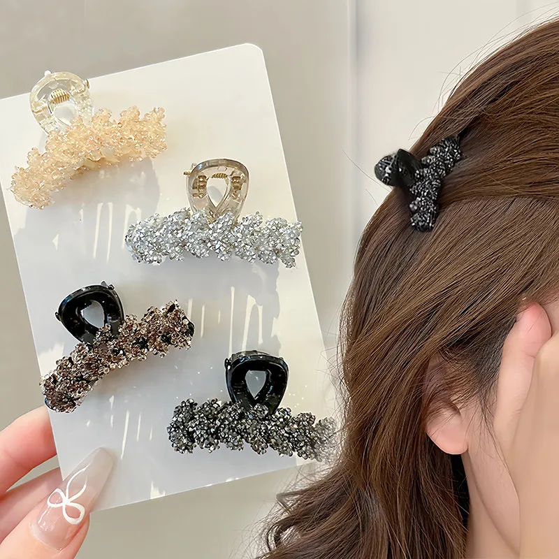 Creative Wheat Shaped Hair Claw Solid Color Faux Crystal Acrylic Shark Hair Clip Women Girls Bangs Ponytail Hairpin Headwear