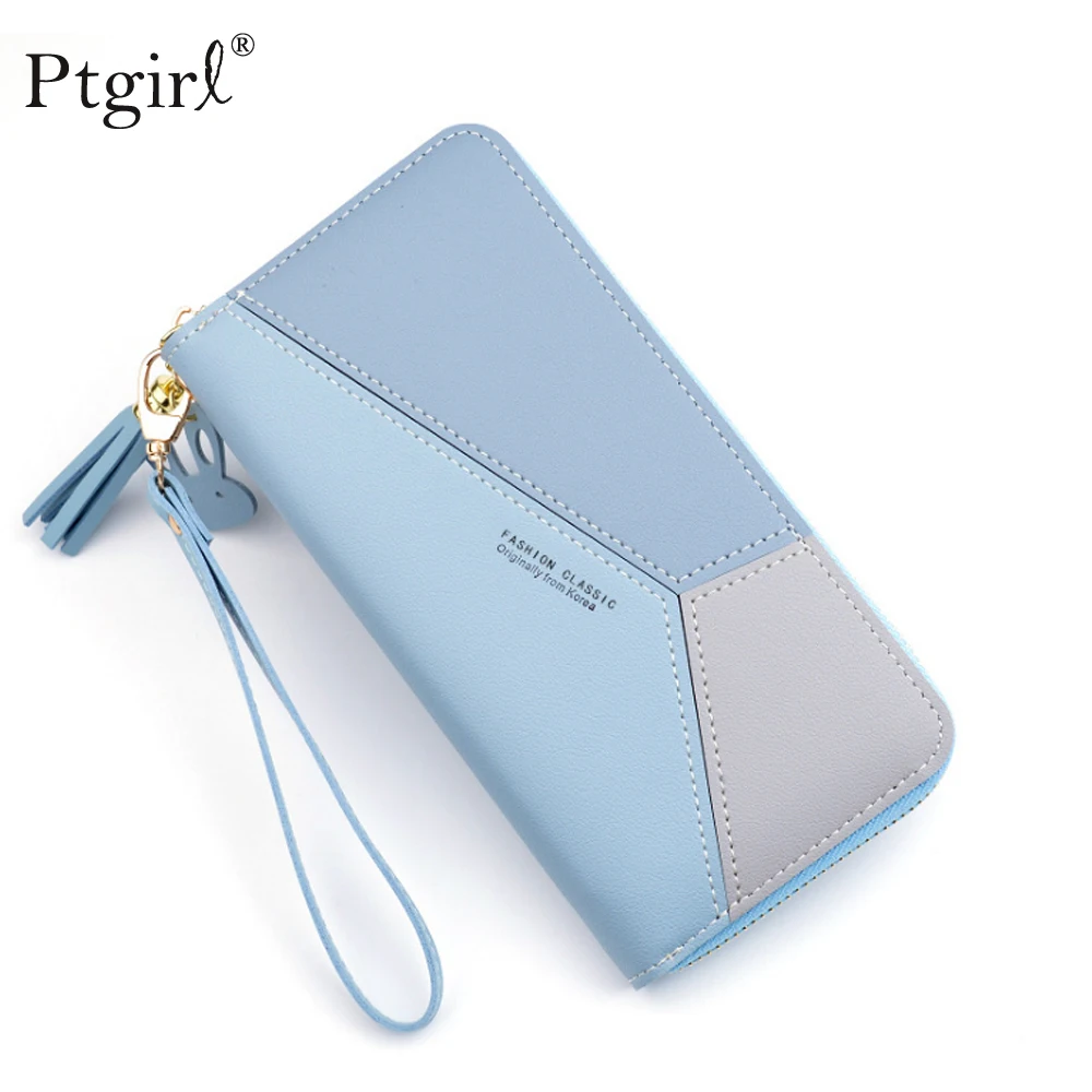 

Geometric Clutch Pink Women Wallets Phone Pocket Purse 2024 Card Holder Patchwork Women Long Wallet Lady Fashion Porte Feuille