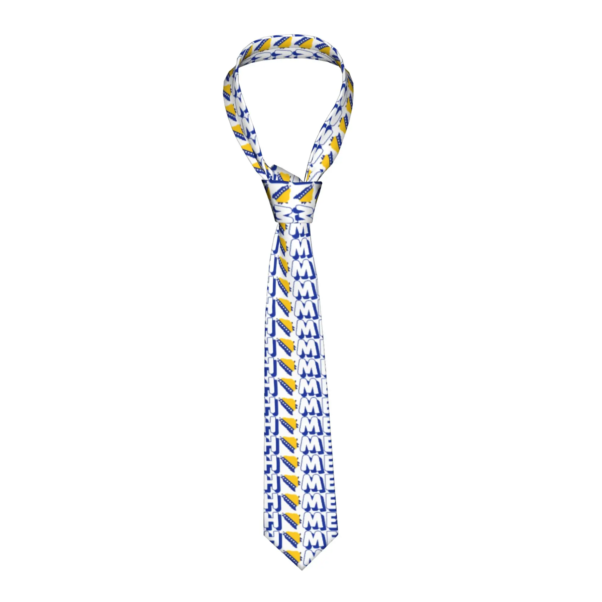 Bosnia And Herzegovina Flag  Tie  Printed Neck Ties Elegant Collar Tie Men Daily Wear Necktie Accessories