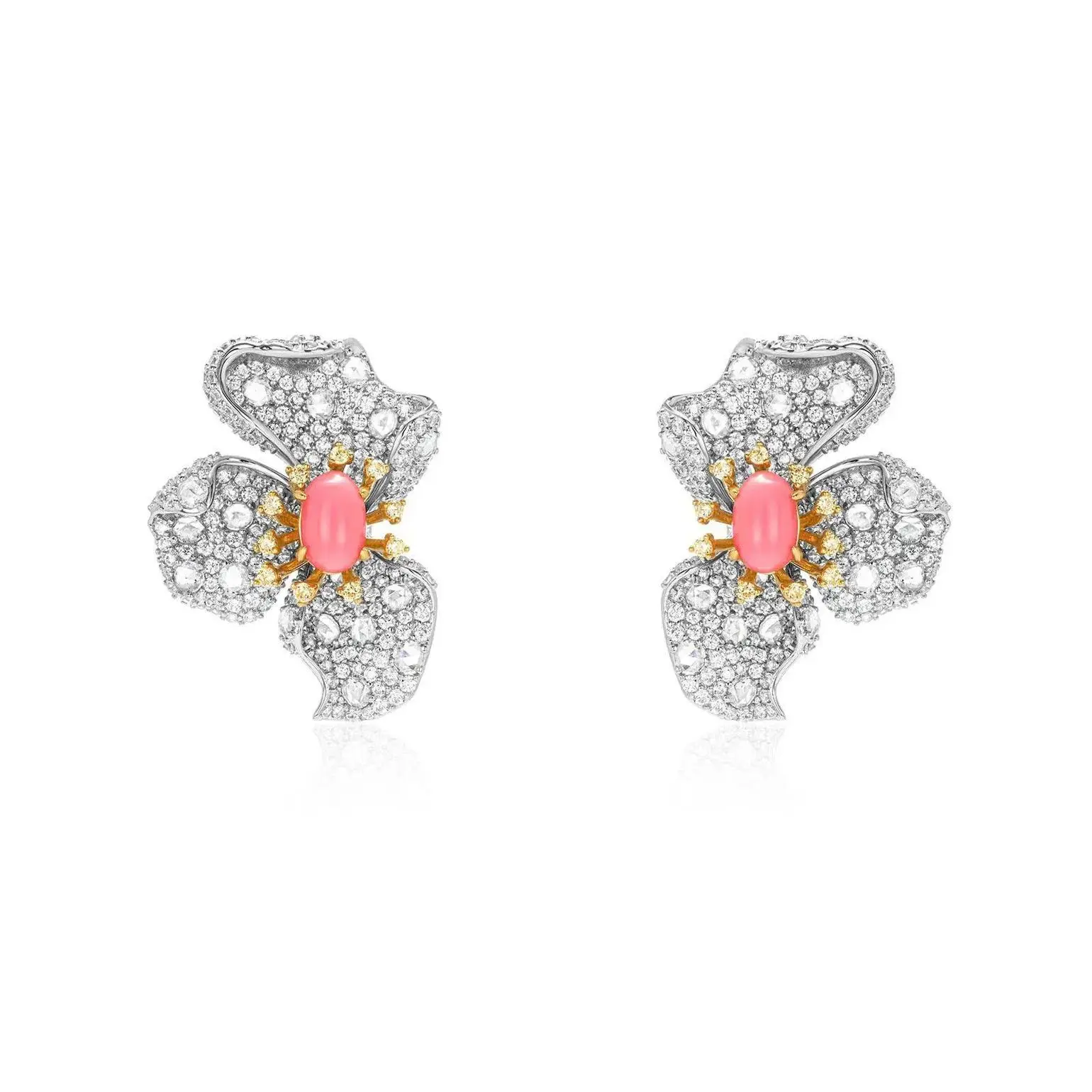 

Luxury Pink Conch Pearl Orchid Earrings Elegant 925 Sterling Silver Flower Statement Fine Jewelry for Women's Wedding Party Gift
