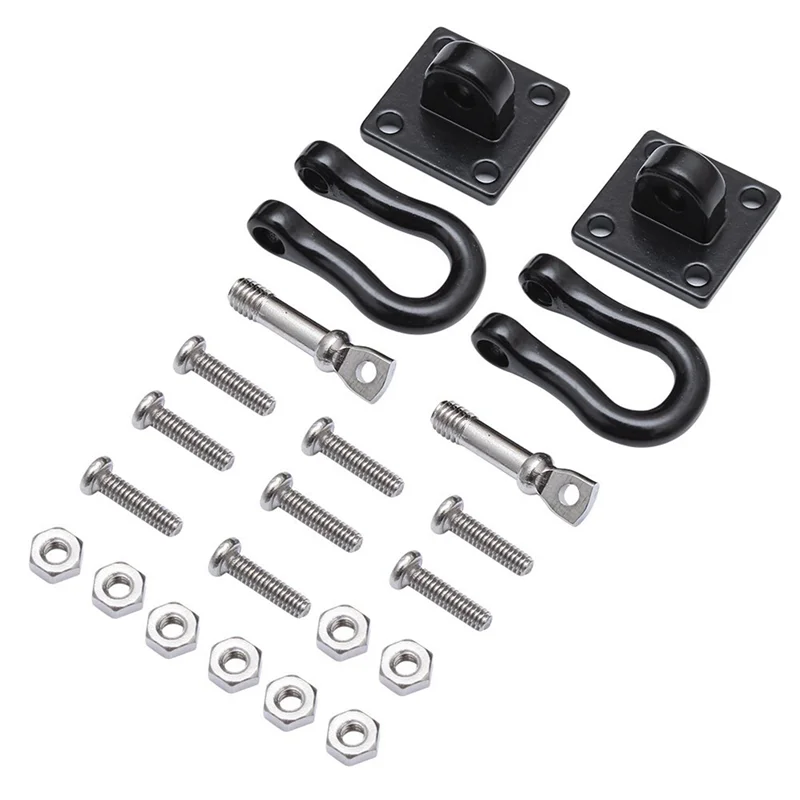 16Pcs Trailer Towing Buckle Tow Hooks Metal Climbing Trailer Shackles For 1/10 RC Car Truck Climbing Car (Black)