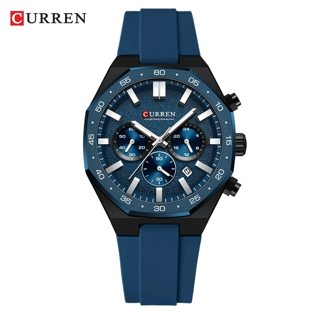 

CURREN 8489 Luxury New Quartz Chrono Sport Watches Brands for Men Silicone Bracelet Multifunction Dial relojes para caballeros