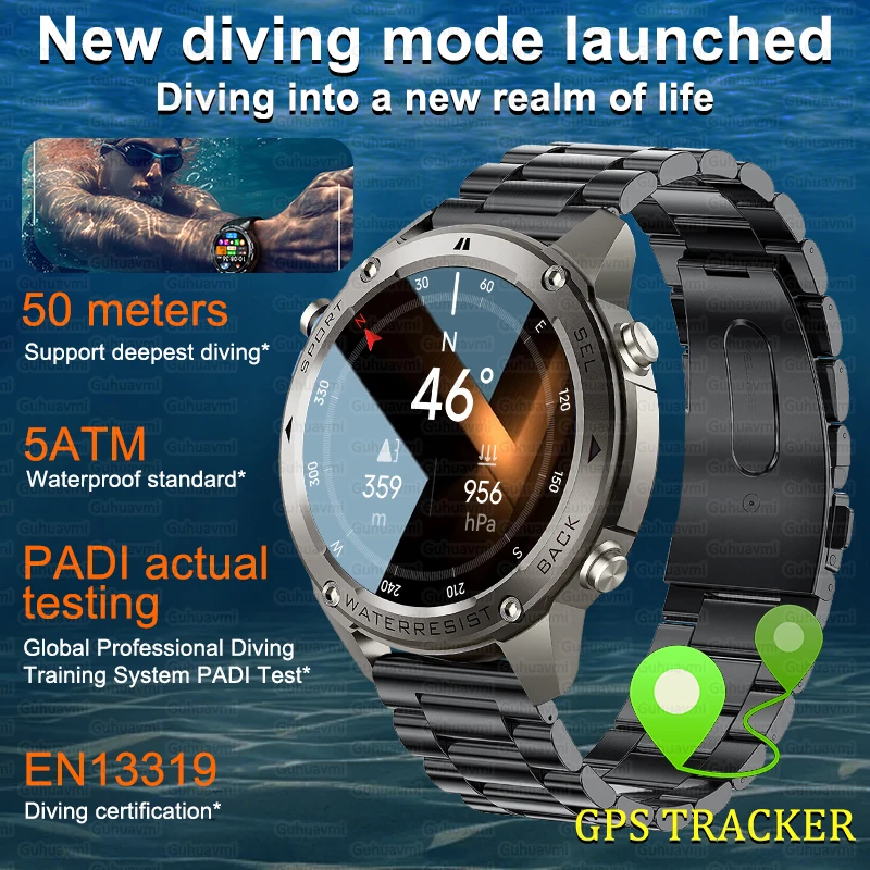 

2026 New Upgrade Dual-Band GPS Smart Watch 10ATM Waterproof Grade Compass Barometer Men Satellite Navigation Smartwatch