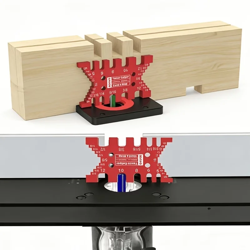 Red Aluminum Dovetail Gauge, Woodworking Tenon Gauge, with Metric And Imperial Measurement,  Portable, Sturdy And Durable