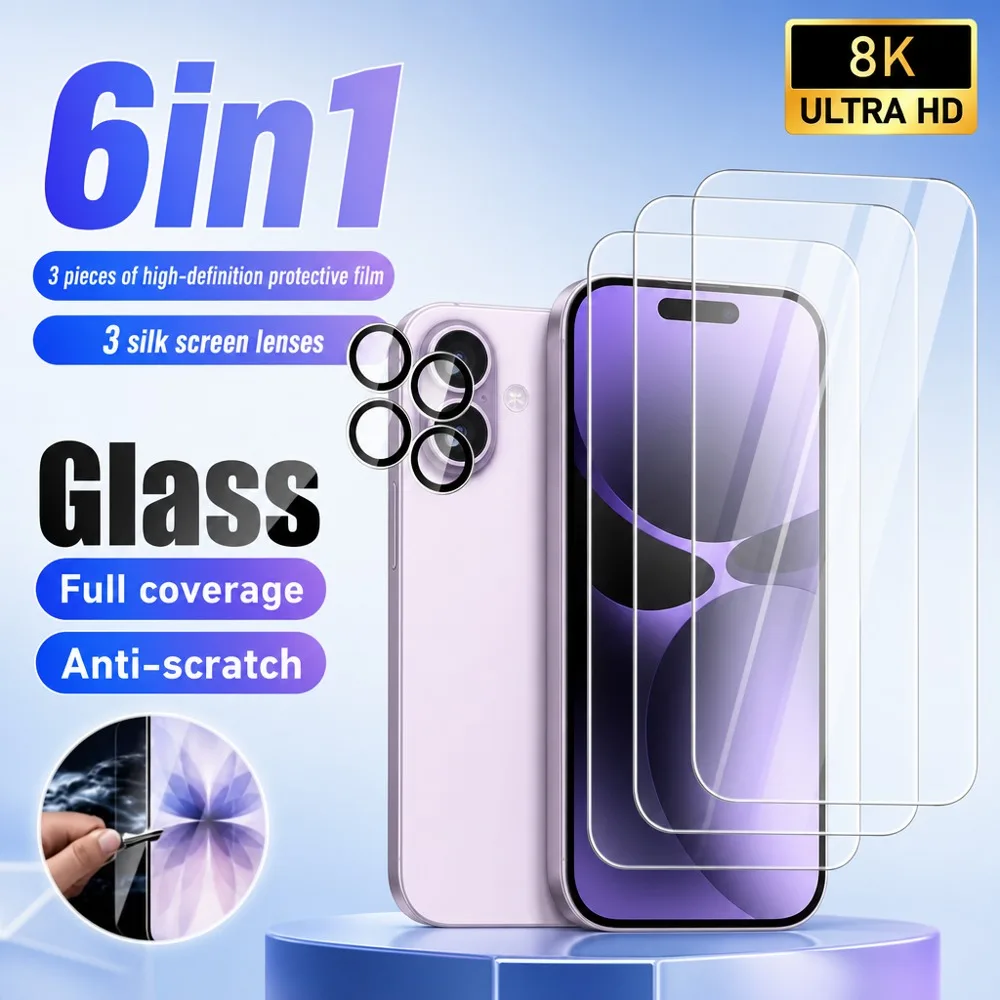 3 Stück Panzerglas + 3 Stück Objektivschutzfolie für iPhone 17 17e Air Kamera-Objektivschutz für iPhone 17 Pro 17 Pro Max