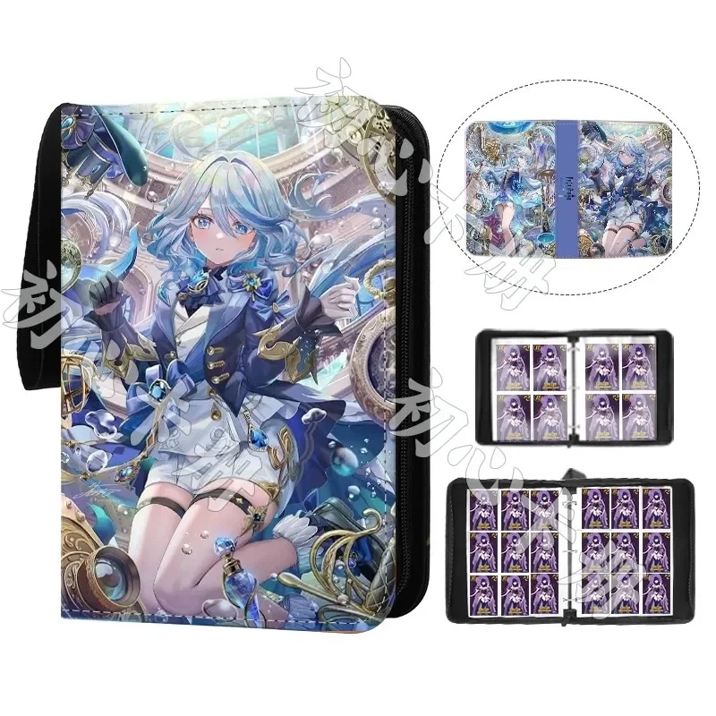 

Original Anime Genshin Impact Card Book With Nine Compartments Yae Miko Raiden Shogun Gan Yu Zipper Binder Card Book Collect