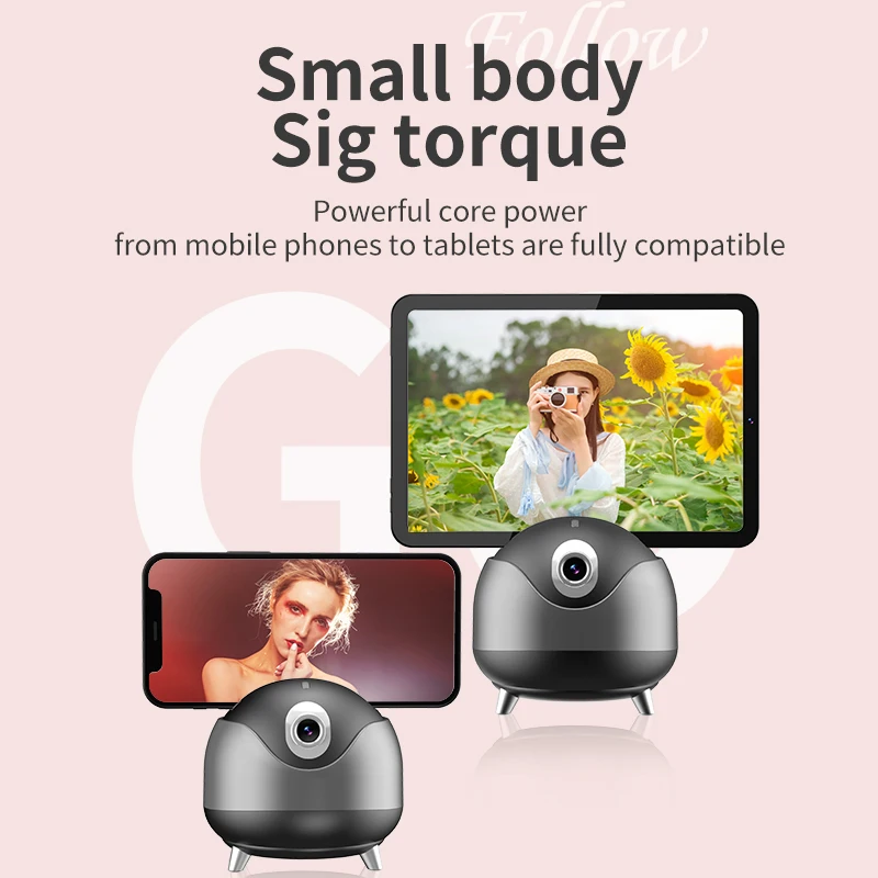 Q8 Auto Face Tracking Gimbal Stabilizer AI Follow-Up Video Tripod Phone Tablet Tracking Holder 360 Rotation Selfie Stick