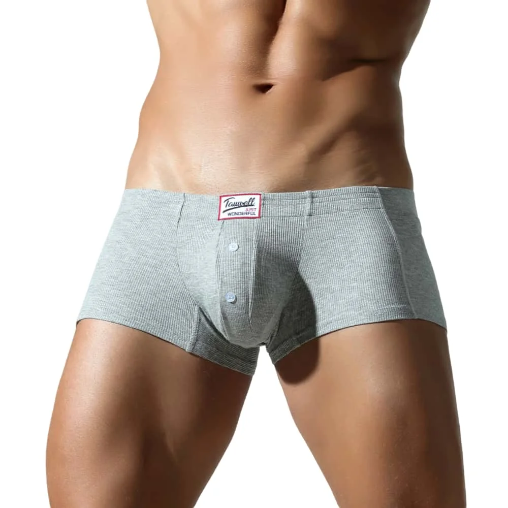 TAUWELL Boxer da uomo Intimo sexy a vita bassa Nuovi arrivi U Custodia convessa Bottone Mutande Boxer Mutandine maschili Boxer