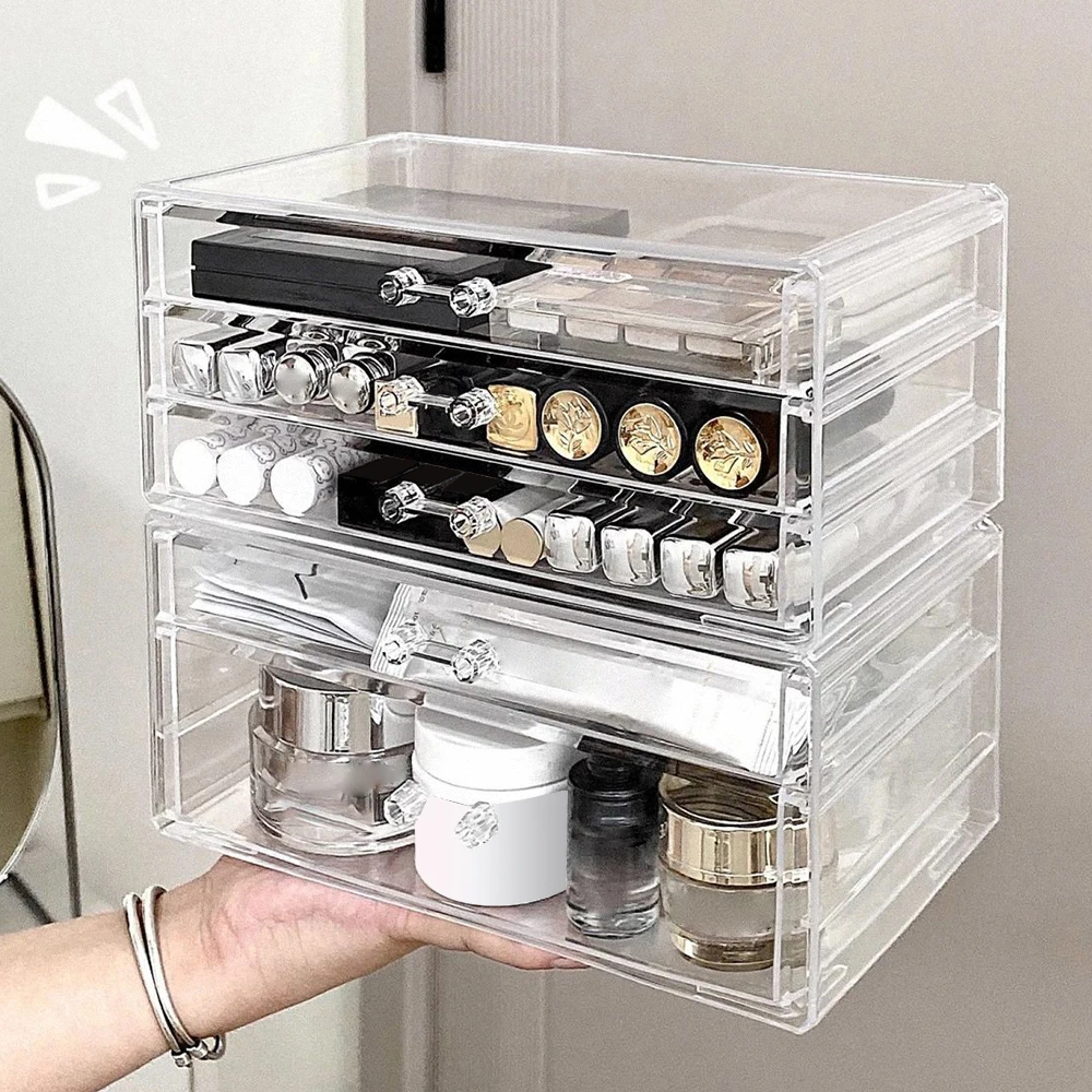 Transparent Makeup Storage Box Plastic lipstick Sorting Drawer Storage Box Desk Dividers Home Office Supplies Storage Organizer view 2