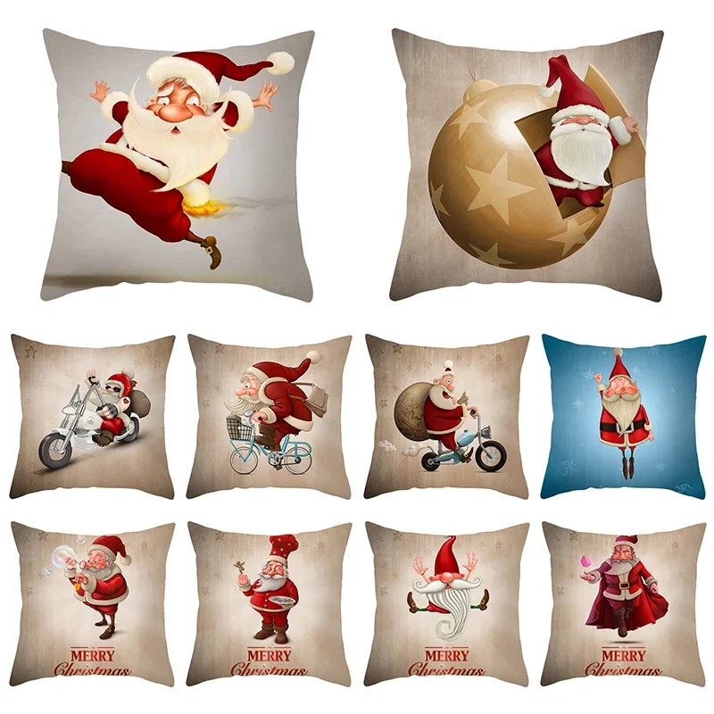 

Home decoration Christmas gift white snowwood puppet wooden house snowman printed pillow sleeve cushion cover funda de almohada