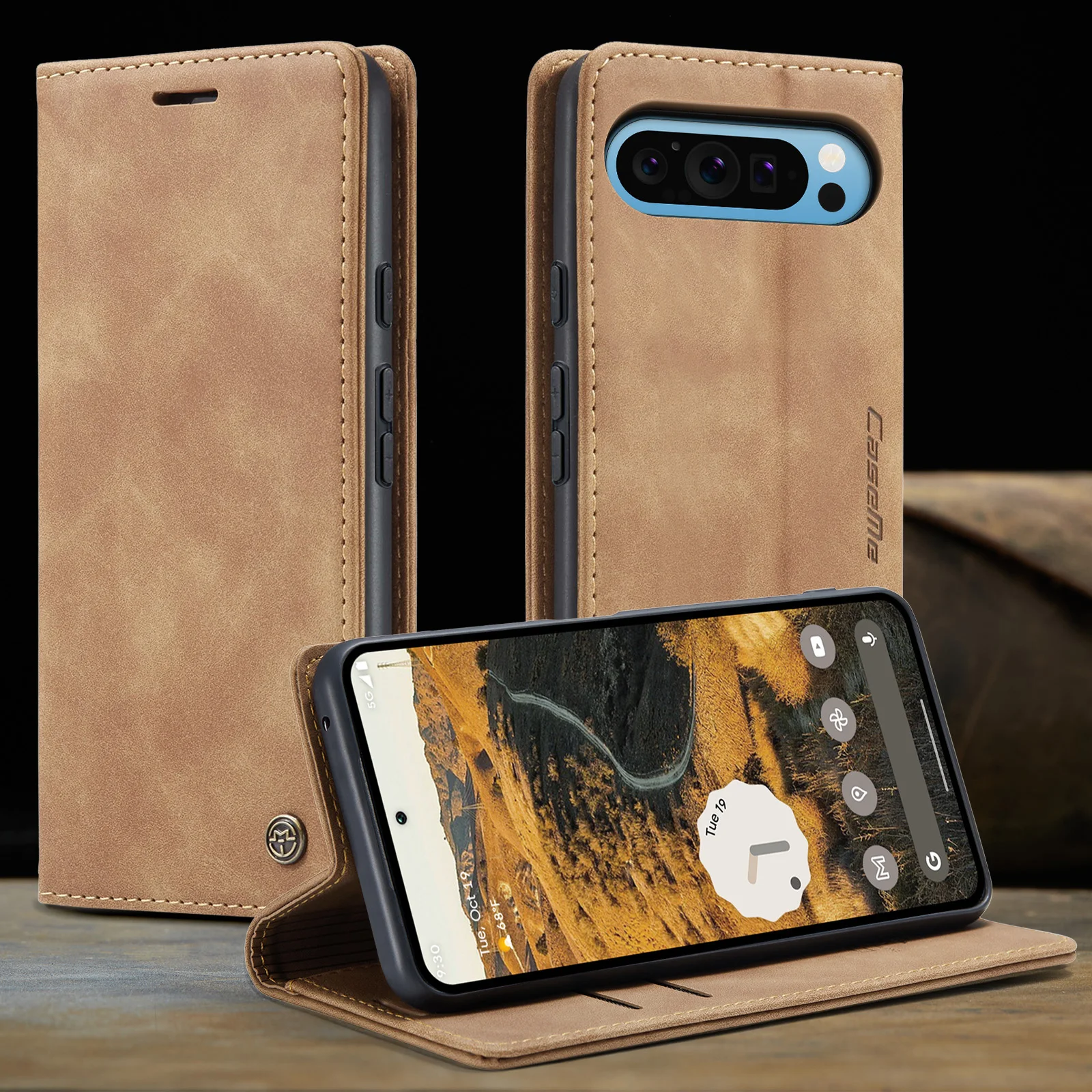 

Роскошный кожаный чехол для телефона в стиле ретро для Google Pixel 10 Pro XL 9 10A 9A 7, функциональная подставка с несколькими слотами для карт, чехол-кошелек для бизнеса