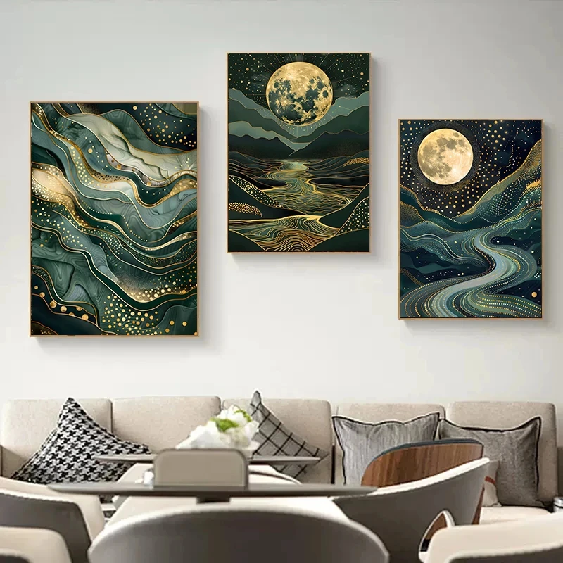 Shark Octopus Turtle Jelly Fish Posters Ocean Wild Life Golden Canvas Painting Abstract Animal Wall Art Living Room Home Decor