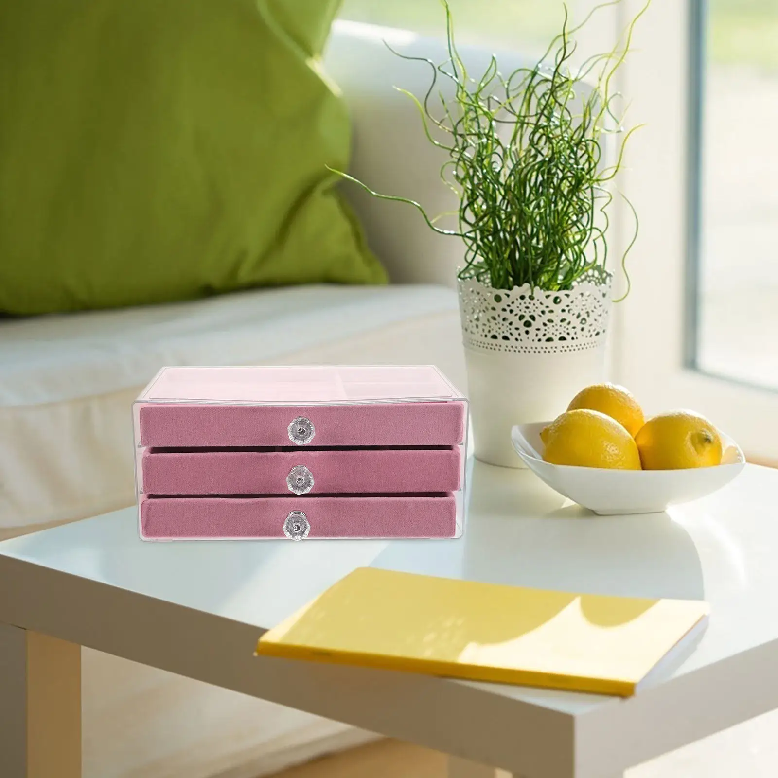 

Шкатулка-органайзер для украшений с 3 ярусами, 9,16 x 5,97 x 4,01 дюйма, розовая, с выдвижными ящиками, для хранения серег и ожерелий, для туалетного столика и путешествий